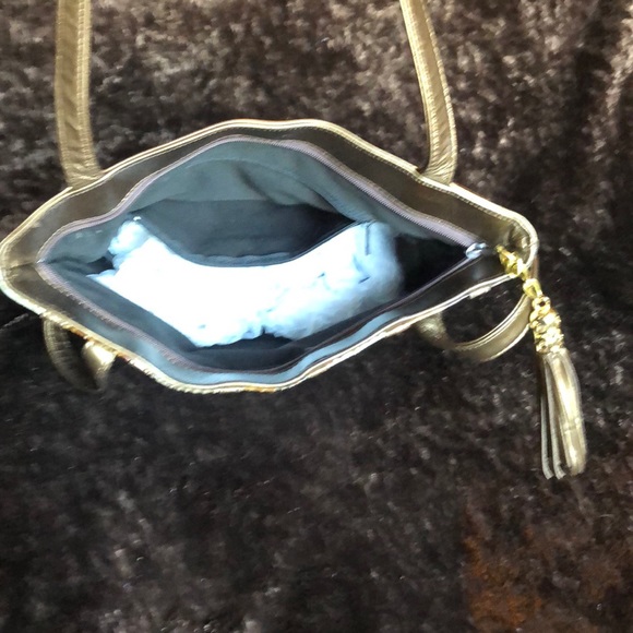 Leather hand bag with gold and snakeskin - Picture 5 of 6